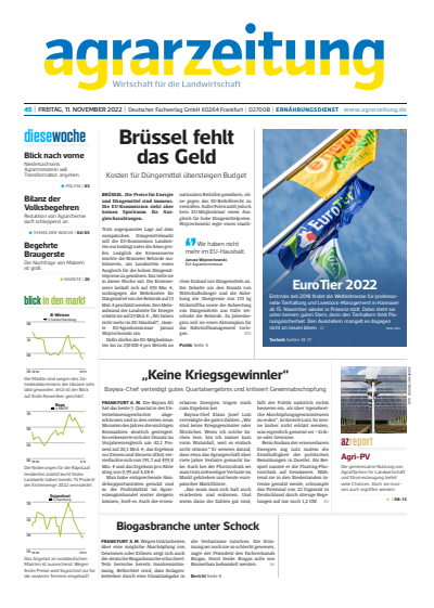 Cover of Volume: agrarzeitung Volume 77 (2022), Edition 45