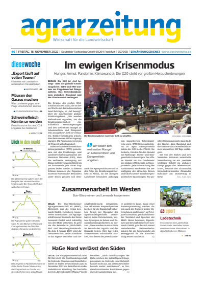 Cover of Volume: agrarzeitung Volume 77 (2022), Edition 46