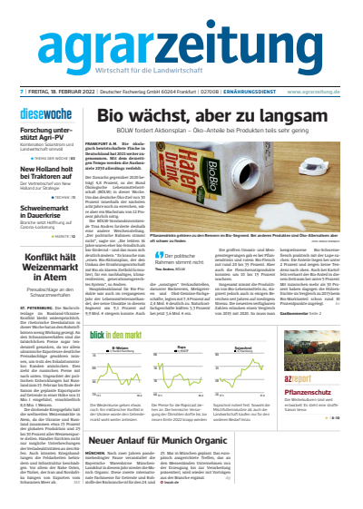 Cover der Ausgabe: agrarzeitung Jahrgang 77 (2022), Heft 7