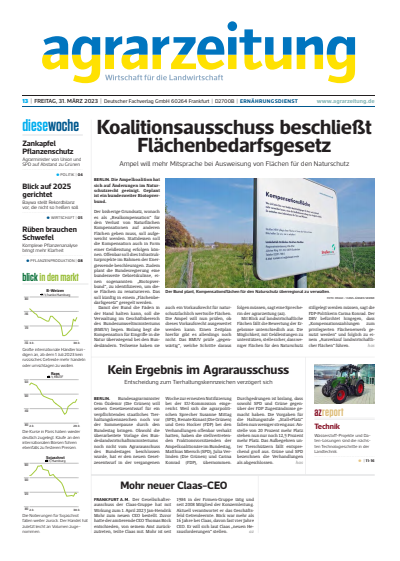 Cover der Ausgabe: agrarzeitung Jahrgang 78 (2023), Heft 13