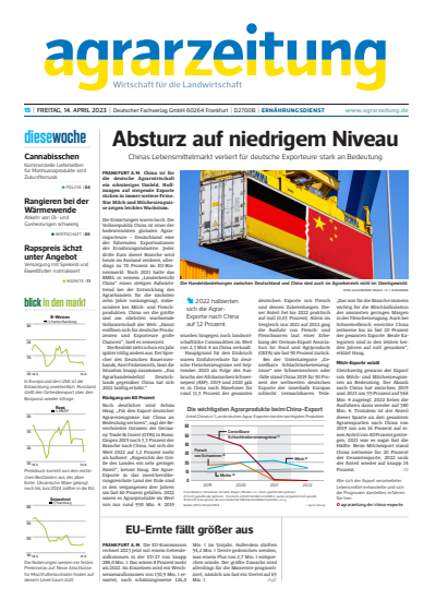 Cover der Ausgabe: agrarzeitung Jahrgang 78 (2023), Heft 15