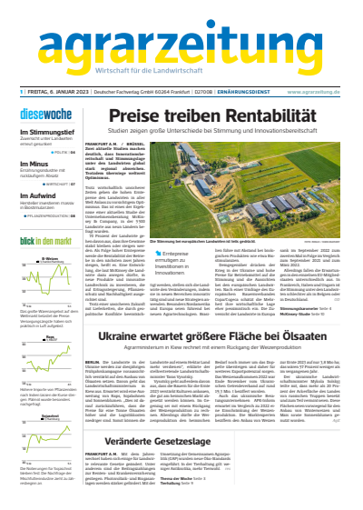 Cover der Ausgabe: agrarzeitung Jahrgang 78 (2023), Heft 1
