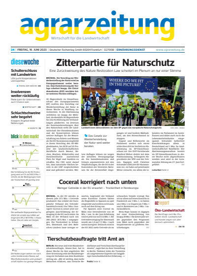 Cover der Ausgabe: agrarzeitung Jahrgang 78 (2023), Heft 24