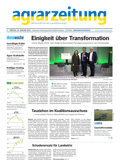 Cover der Ausgabe: agrarzeitung Jahrgang 78 (2023), Heft 3