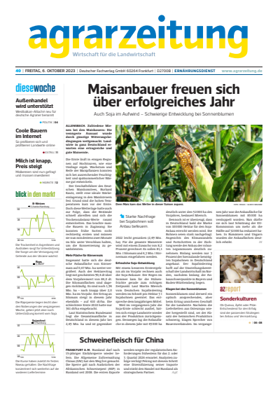 Cover der Ausgabe: agrarzeitung Jahrgang 78 (2023), Heft 40