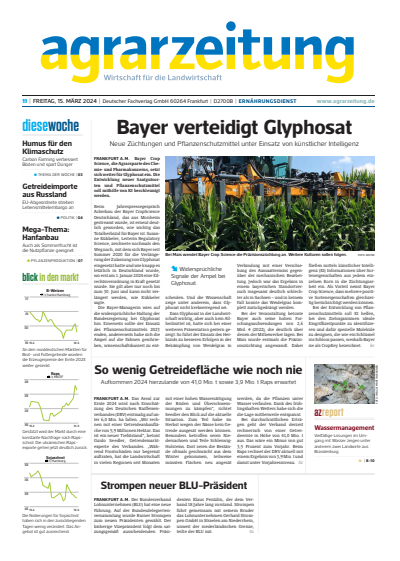 Cover of Volume: agrarzeitung Volume 79 (2024), Edition 11