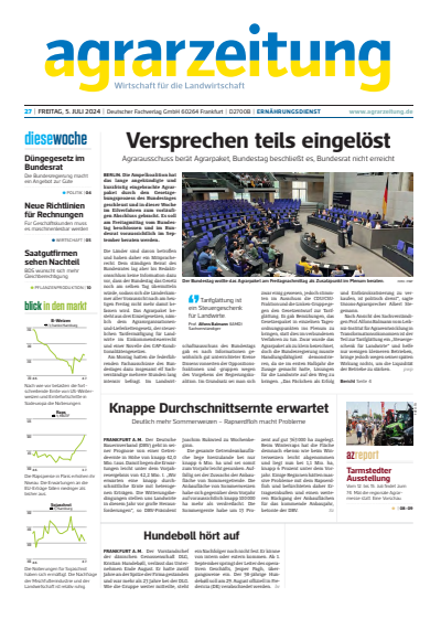 Cover der Ausgabe: agrarzeitung Jahrgang 79 (2024), Heft 27