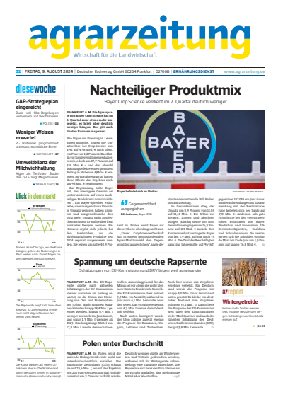 Cover der Ausgabe: agrarzeitung Jahrgang 79 (2024), Heft 32