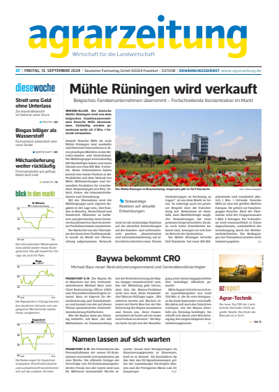Cover der Ausgabe: agrarzeitung Jahrgang 79 (2024), Heft 37