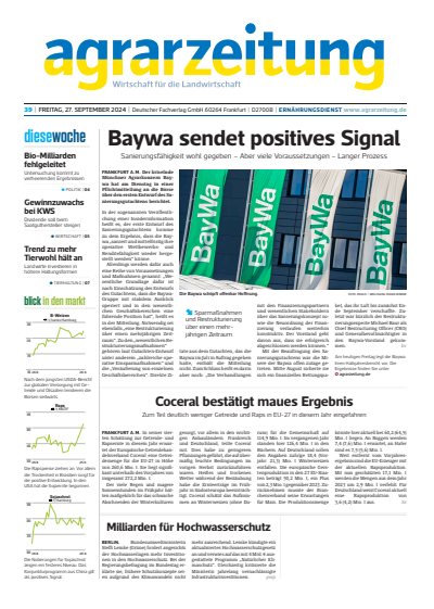 Cover der Ausgabe: agrarzeitung Jahrgang 79 (2024), Heft 39