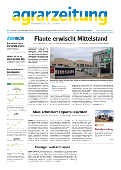 Cover der Ausgabe: agrarzeitung Jahrgang 79 (2024), Heft 42