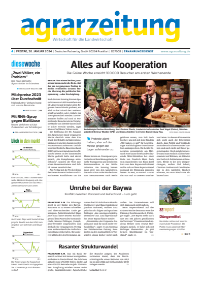 Cover der Ausgabe: agrarzeitung Jahrgang 79 (2024), Heft 4