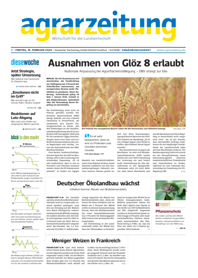 Cover der Ausgabe: agrarzeitung Jahrgang 79 (2024), Heft 7