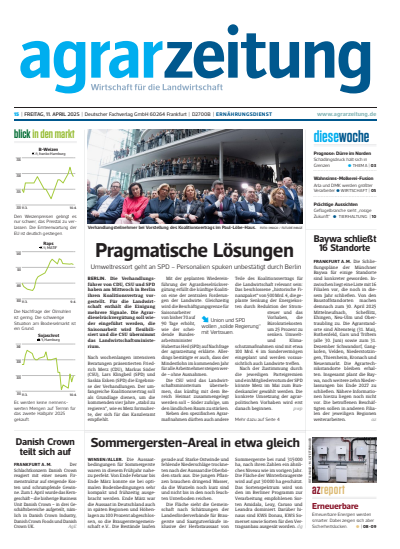 Cover der Ausgabe: agrarzeitung Jahrgang 80 (2025), Heft 15
