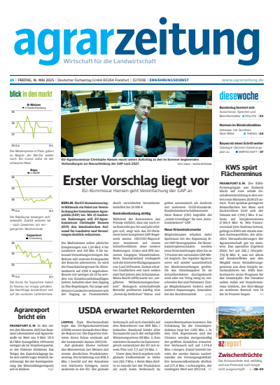 Cover der Ausgabe: agrarzeitung Jahrgang 80 (2025), Heft 20