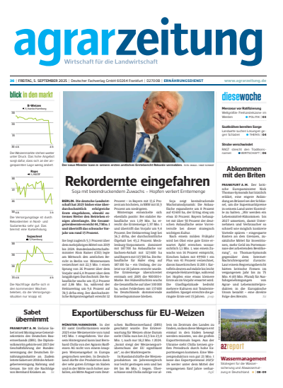 Cover der Ausgabe: agrarzeitung Jahrgang 80 (2025), Heft 36
