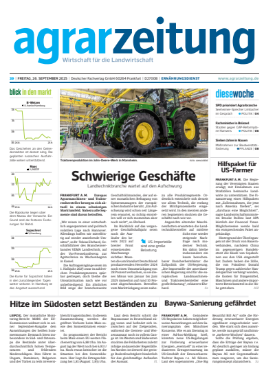 Cover der Ausgabe: agrarzeitung Jahrgang 80 (2025), Heft 39