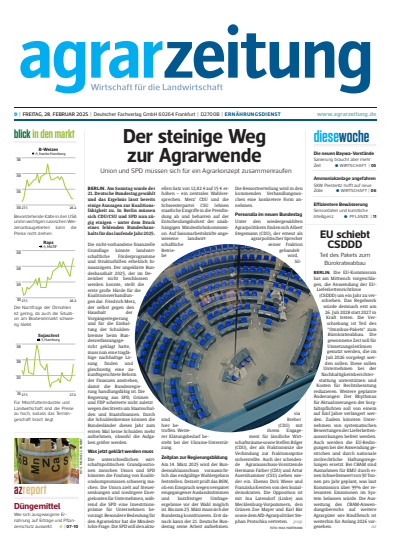 Cover der Ausgabe: agrarzeitung Jahrgang 80 (2025), Heft 9