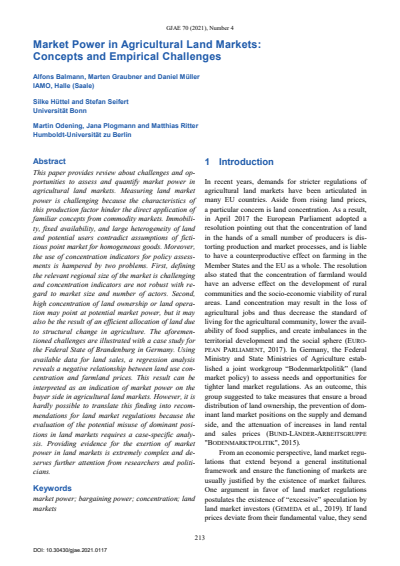 Cover der Ausgabe: GJAE - German Journal of Agricultural Economics Jahrgang 70 (2021), Heft 04