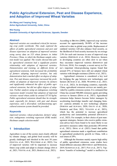 Cover der Ausgabe: GJAE - German Journal of Agricultural Economics Jahrgang 72 (2023), Heft 03-04