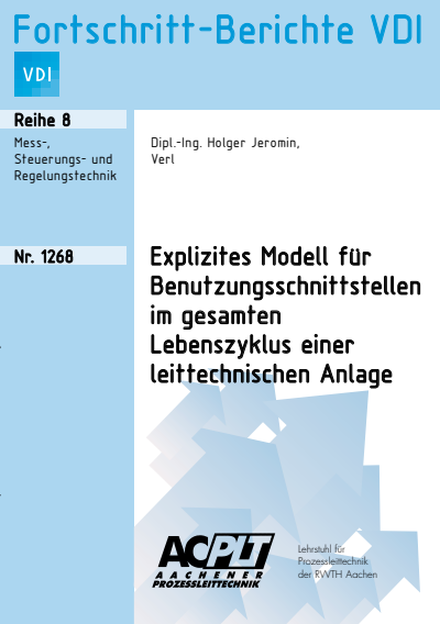 Cover des Buchs: Explizites Modell für Benutzungsschnittstellen im gesamten Lebenszyklus einer leittechnischen Anlage