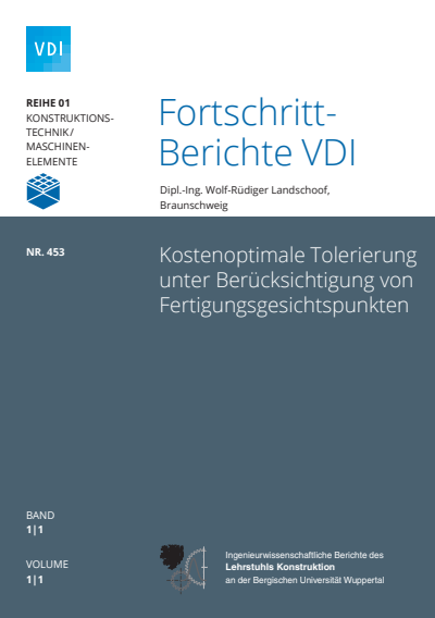 Cover des Buchs: Kostenoptimale Tolerierung unter Berücksichtigung von Fertigungsgesichtspunkten