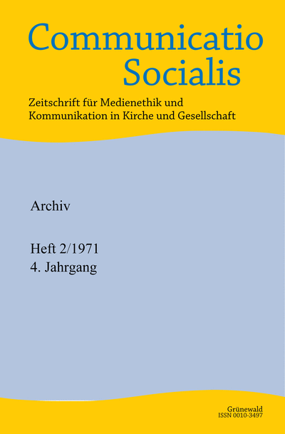 Cover der Ausgabe: Communicatio Socialis (ComSoc) Jahrgang 4 (1971), Heft 2
