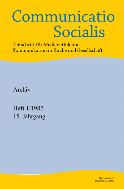 Cover der Ausgabe: Communicatio Socialis (ComSoc) Jahrgang 15 (1982), Heft 1