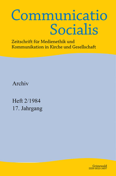 Cover der Ausgabe: Communicatio Socialis (ComSoc) Jahrgang 17 (1984), Heft 2