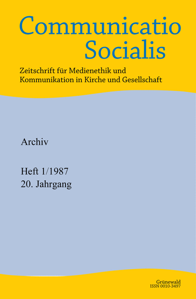 Cover der Ausgabe: Communicatio Socialis (ComSoc) Jahrgang 20 (1987), Heft 1