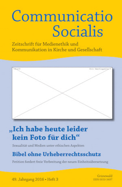 Cover der Ausgabe: Communicatio Socialis (ComSoc) Jahrgang 49 (2016), Heft 3