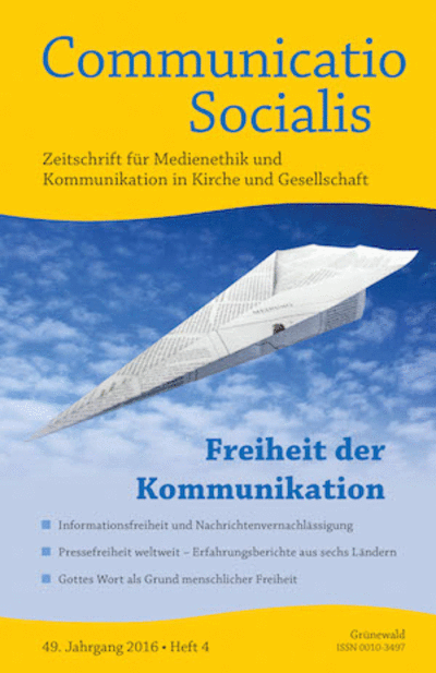 Cover der Ausgabe: Communicatio Socialis (ComSoc) Jahrgang 49 (2016), Heft 4