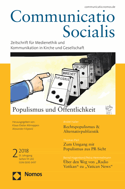 Cover der Ausgabe: Communicatio Socialis (ComSoc) Jahrgang 51 (2018), Heft 2