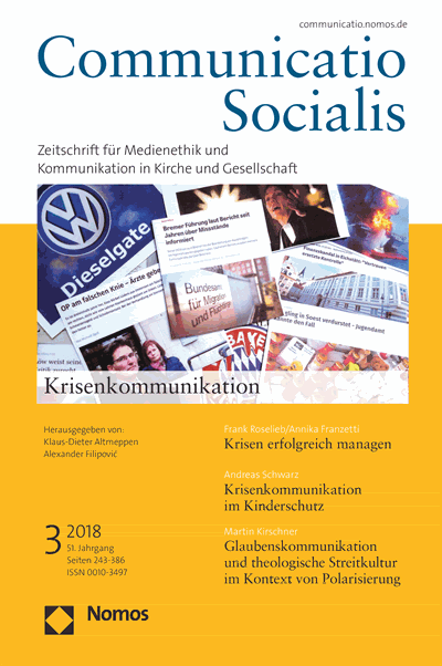Cover der Ausgabe: Communicatio Socialis (ComSoc) Jahrgang 51 (2018), Heft 3