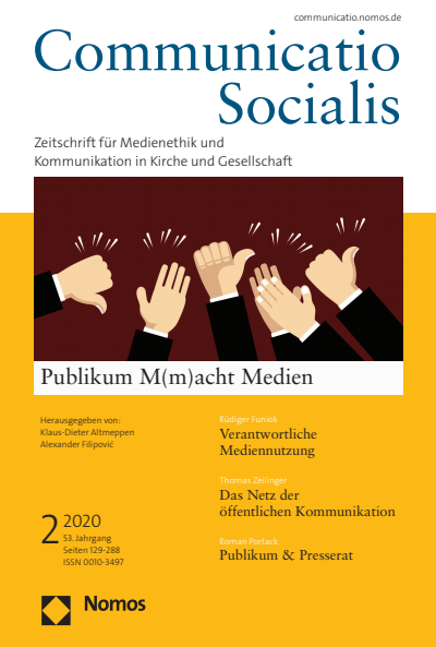 Cover der Ausgabe: Communicatio Socialis (ComSoc) Jahrgang 53 (2020), Heft 2