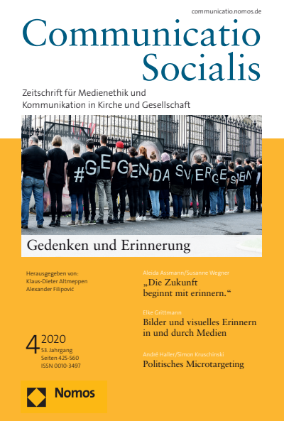 Cover der Ausgabe: Communicatio Socialis (ComSoc) Jahrgang 53 (2020), Heft 4