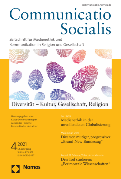 Cover der Ausgabe: Communicatio Socialis (ComSoc) Jahrgang 54 (2021), Heft 4