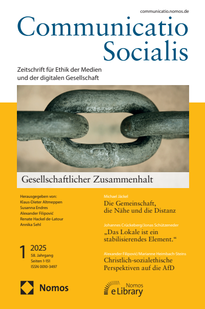 Cover der Ausgabe: Communicatio Socialis (ComSoc) Jahrgang 58 (2025), Heft 1