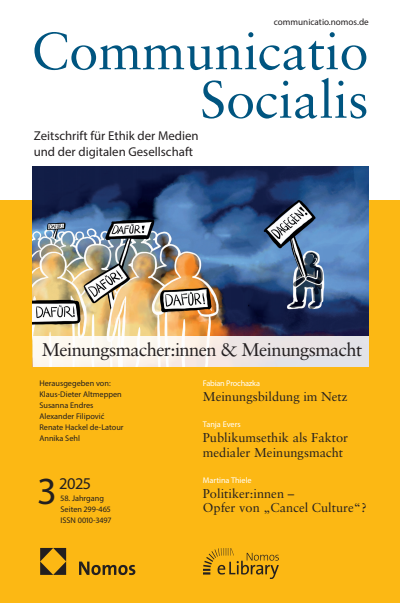 Cover der Ausgabe: Communicatio Socialis (ComSoc) Jahrgang 58 (2025), Heft 3