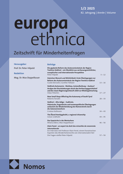 Cover of Volume: europa ethnica Volume 82 (2025), Edition 1-2