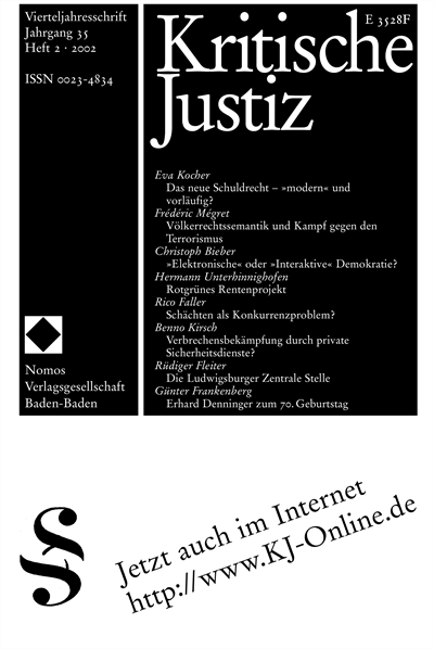 Cover der Ausgabe: KJ Kritische Justiz Jahrgang 35 (2002), Heft 2