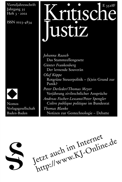 Cover der Ausgabe: KJ Kritische Justiz Jahrgang 35 (2002), Heft 3
