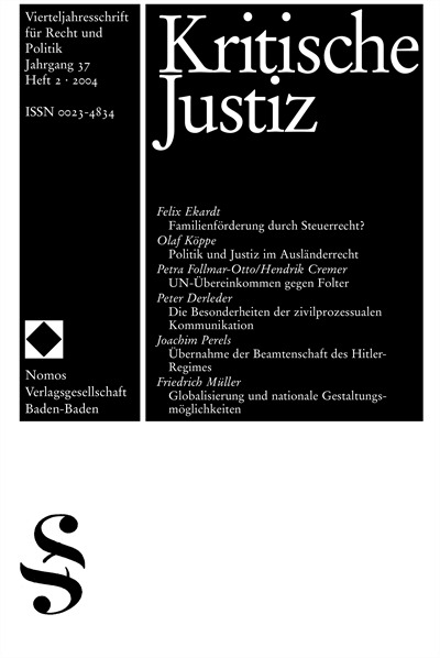 Cover der Ausgabe: KJ Kritische Justiz Jahrgang 37 (2004), Heft 2