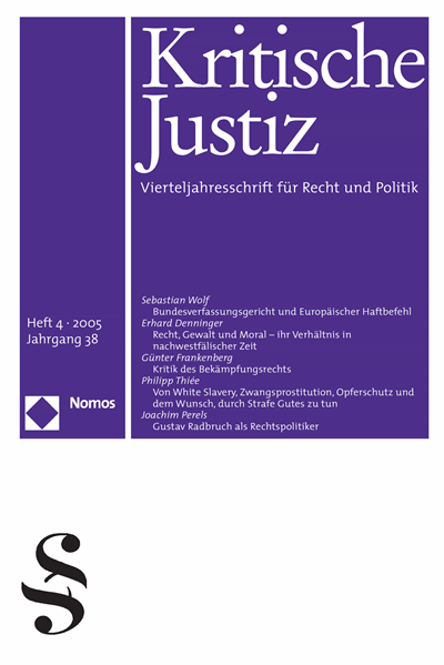 Cover der Ausgabe: KJ Kritische Justiz Jahrgang 38 (2005), Heft 4