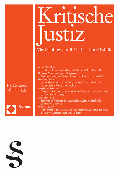 Cover der Ausgabe: KJ Kritische Justiz Jahrgang 39 (2006), Heft 2