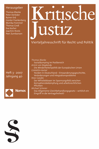 Cover der Ausgabe: KJ Kritische Justiz Jahrgang 40 (2007), Heft 3