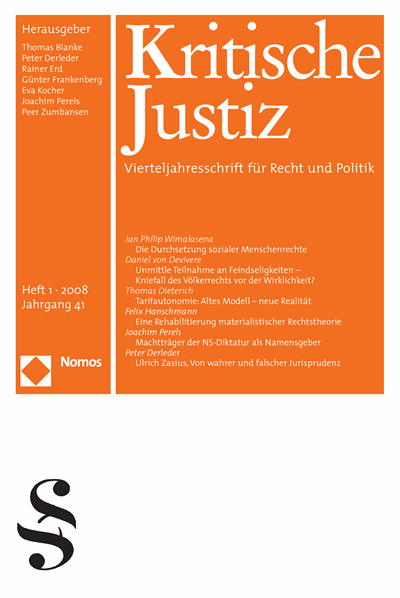 Cover der Ausgabe: KJ Kritische Justiz Jahrgang 41 (2008), Heft 1