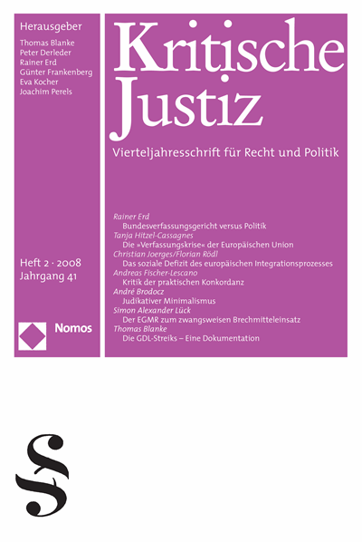 Cover der Ausgabe: KJ Kritische Justiz Jahrgang 41 (2008), Heft 2