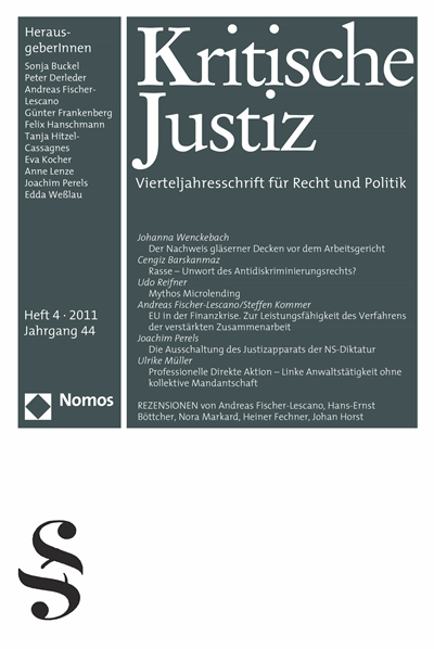 Cover der Ausgabe: KJ Kritische Justiz Jahrgang 44 (2011), Heft 4