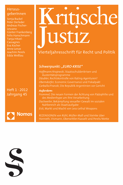 Cover der Ausgabe: KJ Kritische Justiz Jahrgang 45 (2012), Heft 1
